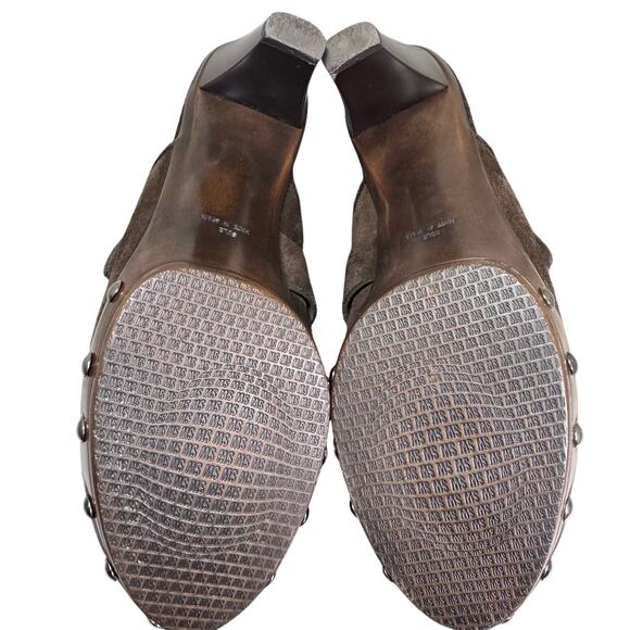 Stuart Weitzman Brown Suede Studded Mule Heels W/ Buckle Women's Size 6.5M US - Picture 7 of 8